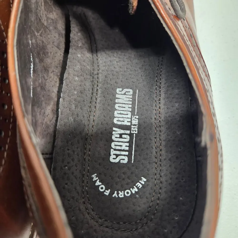 Stacy Adams Dickinson Cap Toe Oxford Cognac Leather Dress Shoes Mens 15M NWOT
